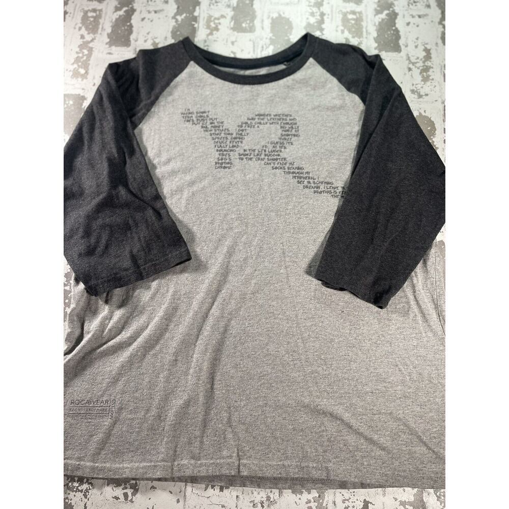 Rocawear Shirt Men's XL White/Gray Raglan Logo Tee